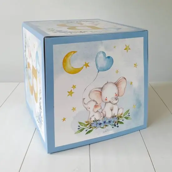 Kate Aspen&reg; Blue Elephant Baby Shower Block Box Set {5}