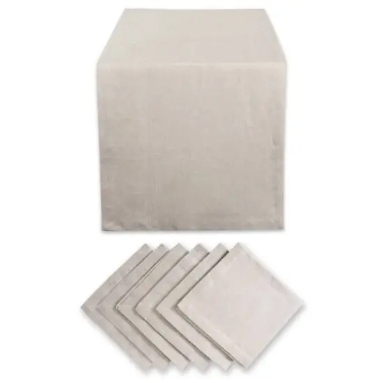 DII&reg; Solid Chambray Table Runner & Napkins Set Natural {1}