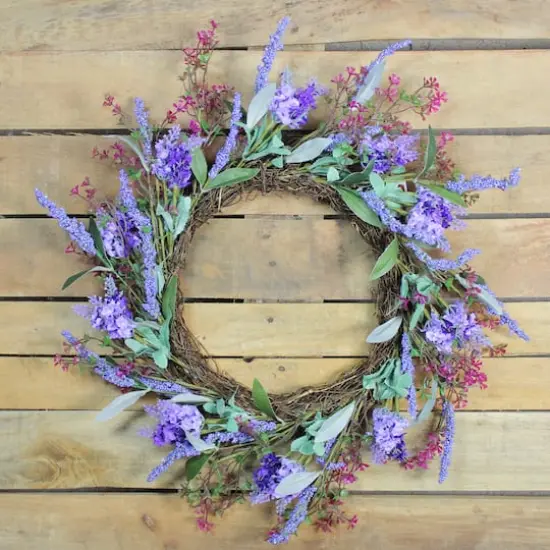 18" Floral & Lavender Spring Wreath {3}