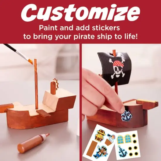 Creativity for Kids&reg; Buildeez!&trade; The Sea Skull Pirate Ship Wooden Model Set {5}