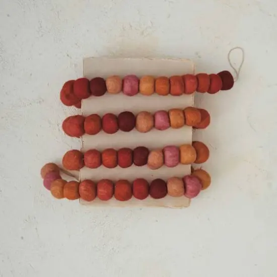 Hello Honey&reg; 6ft. Handmade Wool Felt Ball Garland Pink/Red/Rose {3}