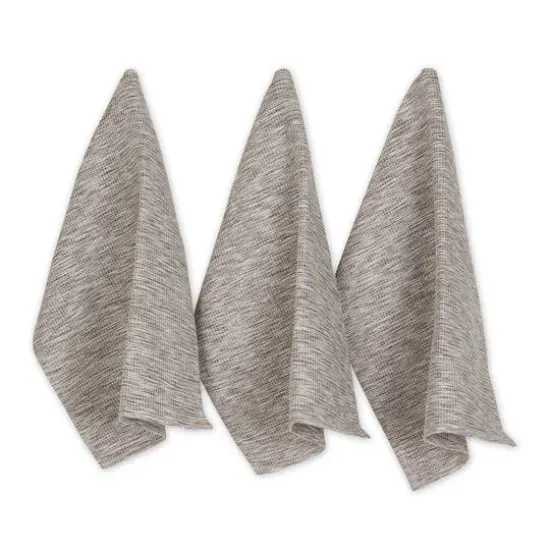 Leather Brown And Off-White Tonal Recycled Cotton Waffle Dishtowel (Set of 3) {1}