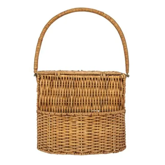 Hello Honey&reg; Natural Oval Wicker Picnic Basket with Open Side Compartment {12}