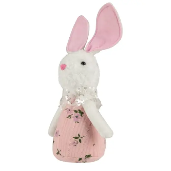 11" Pink Spring Floral Easter Bunny Figure {5}