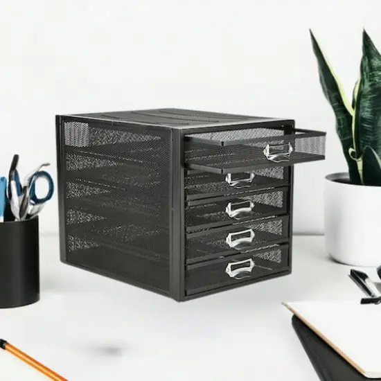 Mind Reader Black 5 Drawer Heavy Duty Cabinet {7}