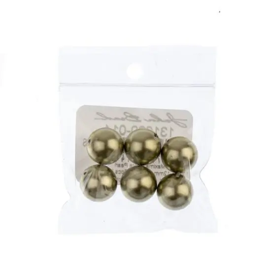 Preciosa Maxima 12mm Round Nacre Pearls, 6ct. Light Green {3}
