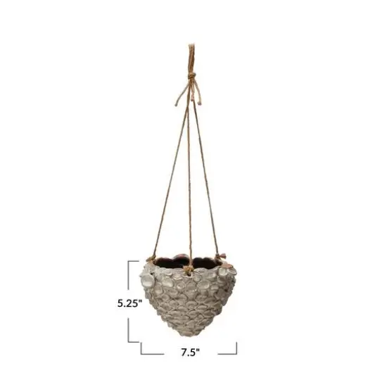Hello Honey&reg; 7.5" Ivory Hanging Stoneware Seashell Planter with Rope {8}