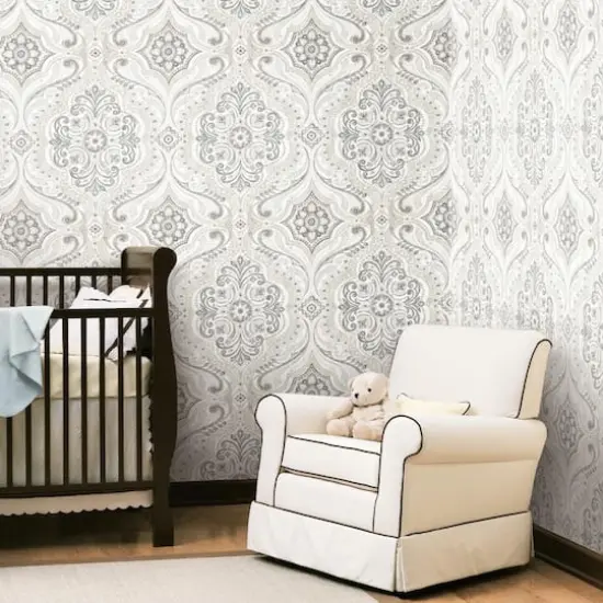 RoomMates Bohemian Damask Peel & Stick Wallpaper Taupe and Gray {6}