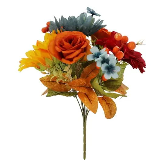 14" Blue & Orange Sunflower & Rose Mix Deluxe Bush by Ashland&reg; {1}