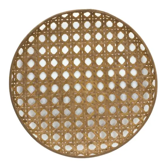 Natural Brown Round Bamboo Wooden Tray {3}