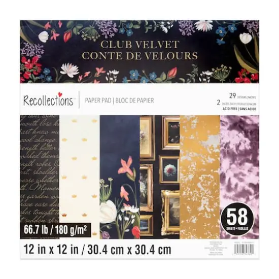 12" x 12" Club Velvet Paper Pad by Recollections&trade;, 58 Sheets {1}