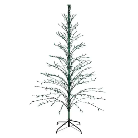 6ft. Pre-Lit Green Cascade Twig Artificial Christmas Tree, Green Lights {4}