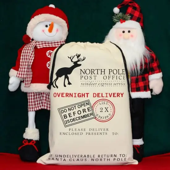 Personality Case&trade; North Pole Post Office Drawstring Cotton Christmas Bag {6}