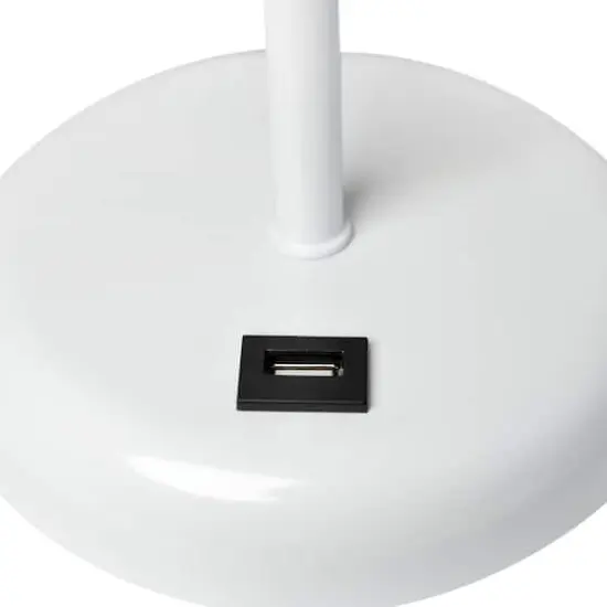 Creekwood Home 19.5" Oslo USB Port Table Lamp White Base/White Shade {9}