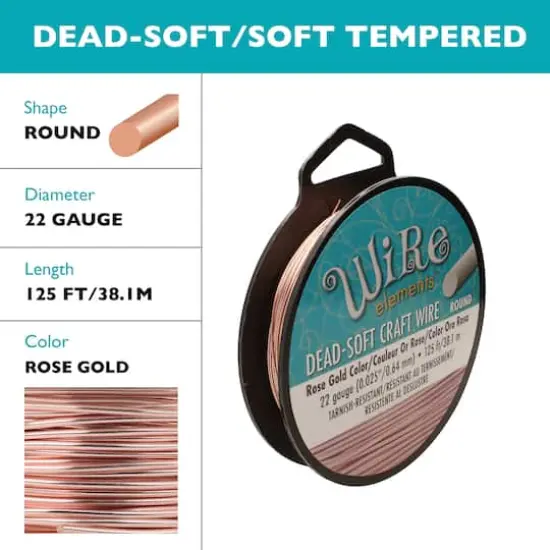 The Beadsmith® Wire Elements™ 22 Gauge Tarnish Resistant Soft Temper Wire, 125ft. Rose Gold {6}