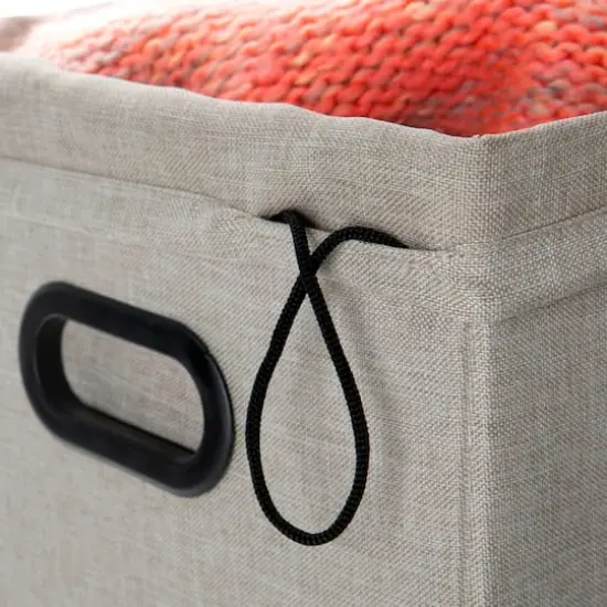 Simplify Natural Collapsible Flip Top Hamper Ottoman {8}