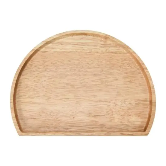 Hello Honey&reg; 11" Natural Modern Wood Semi Circle Tray {5}