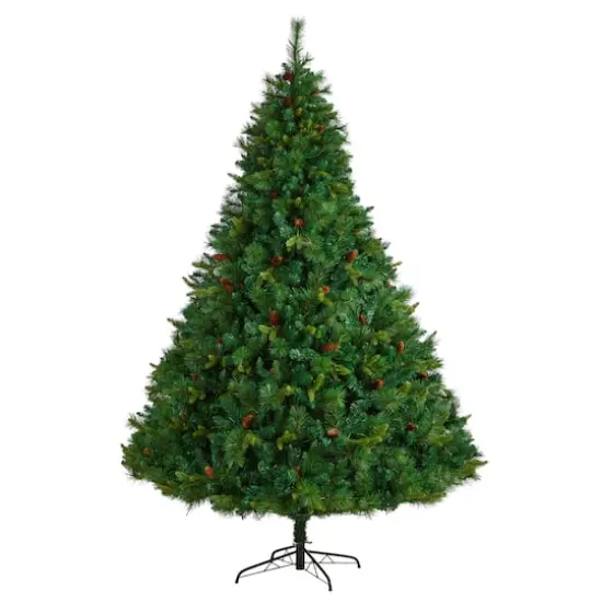 8ft. Pre-Lit West Virginia Mixed Pine Artificial Christmas Tree with Pinecones, Clear LED Lights {4}