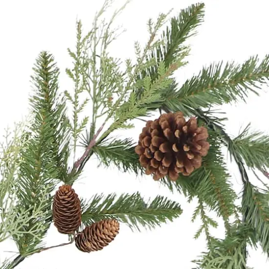 9ft. Green Cypress Spring Garland with Pinecones {5}