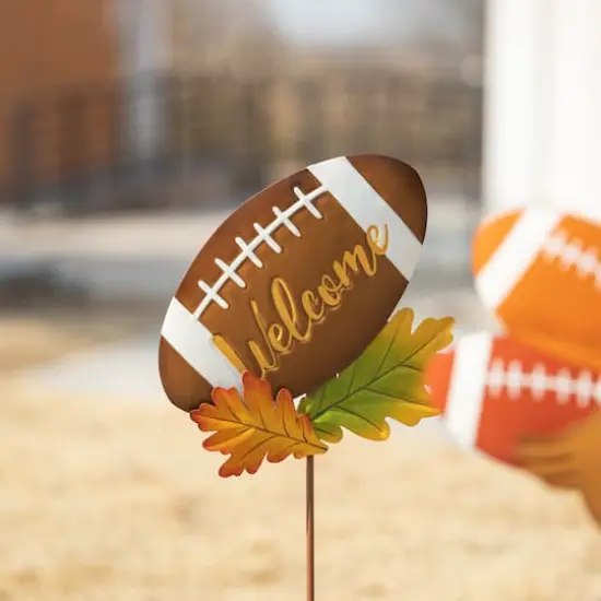 Glitzhome&reg; 24" Thanksgiving Metal Football & Turkey Yard Stakes Set {5}
