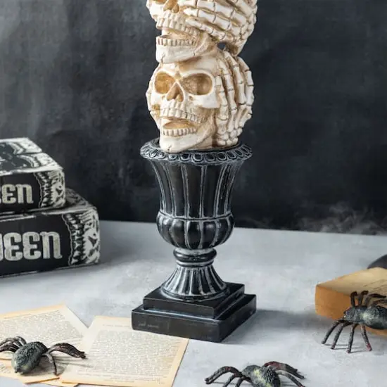 Glitzhome&reg; 18"H Halloween Resin Stacked Skull Table Decor {7}