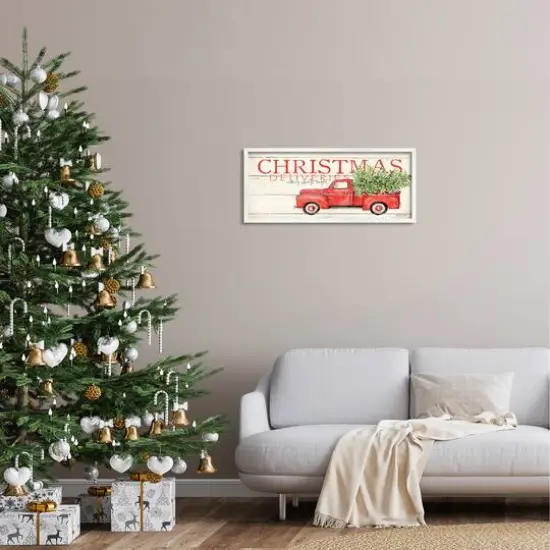 Stupell Industries Christmas Deliveries Red Truck Framed Giclee Art White {3}