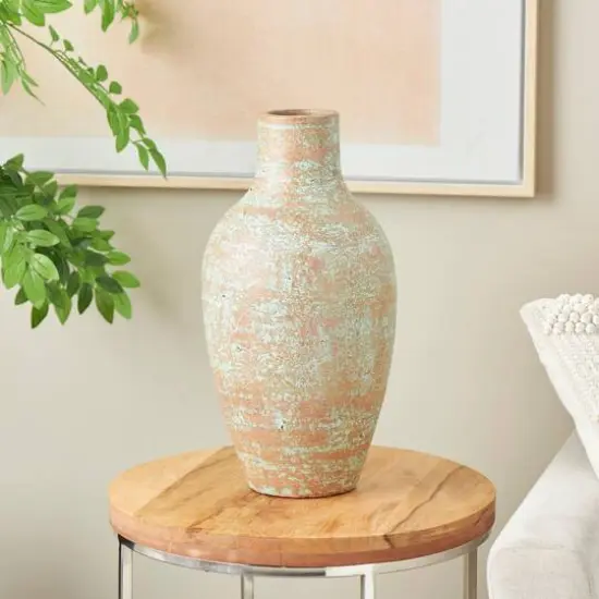 Brown Ceramic Antique Style Textured Patina Vase {9}