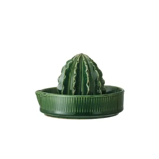 Hello Honey&reg; 4" Green Cactus-Shaped Stoneware Juicer {3}