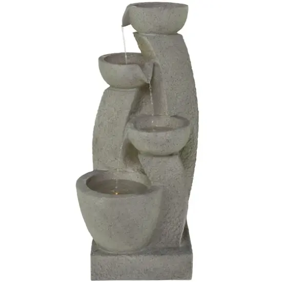 43.5" Gray Fiberglass 4-Tier Fountain with LED Light {1}