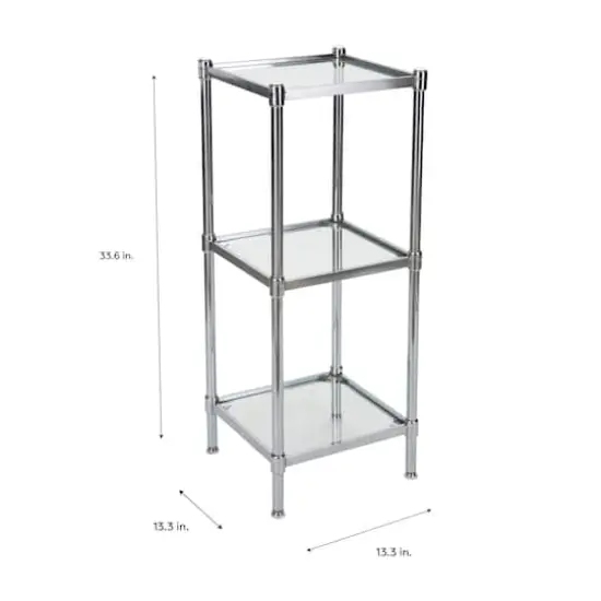 Organize It All Glacier 34" 3-Tier Freestanding Tempered Glass Shelving Tower {10}