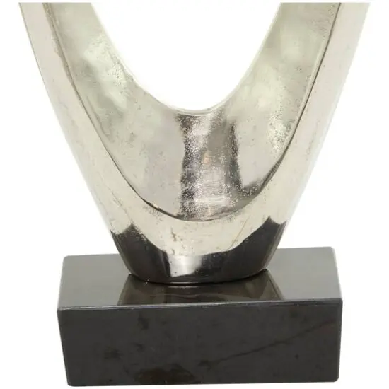 52" Aluminum Swirl Abstract Sculpture with Black Base Silver {7}