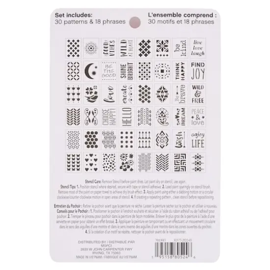 Patterns & Phrases Stencils by Craft Smart&reg;, 3.5" x 4.5" {5}