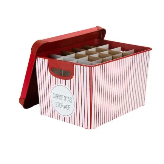 Simplify 15.4" Christmas 60 Ornament Storage Tote Bin with Straps {3}