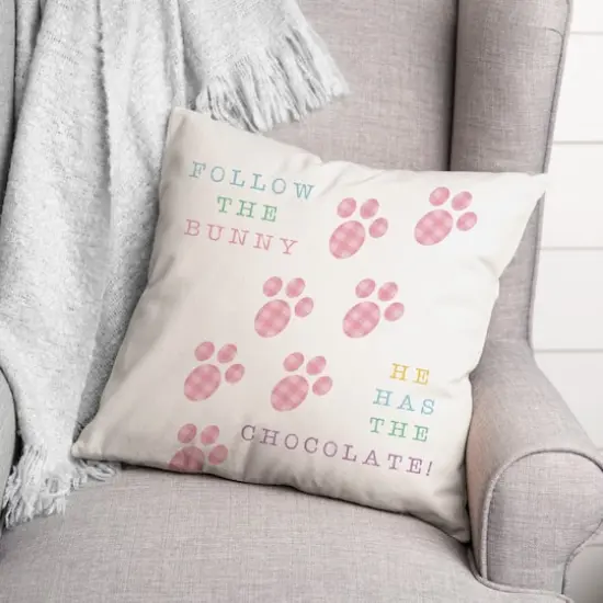 Bunny Has Chocolate 18" x 18" Throw Pillow {3}