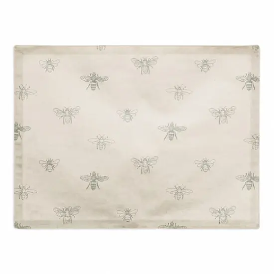 Delicate Bee Pattern Cotton Twill Placemat Gray and Cream {1}