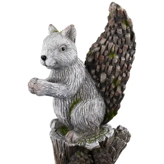 22.75" Squirrel on Tree Stump Outdoor Garden Statue {7}