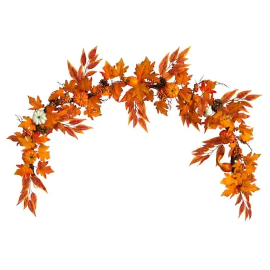 6ft. Maple Leaves, Pumpkins, Gourds, Berries & Pinecones Fall Garland {1}