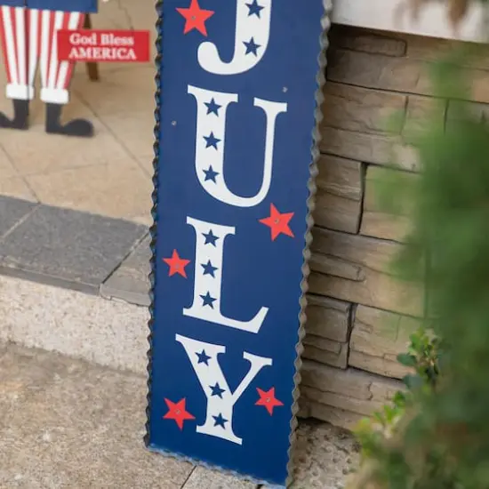 Glitzhome&reg; 42.5" Lighted Wood Happy July 4th Porch Sign {6}