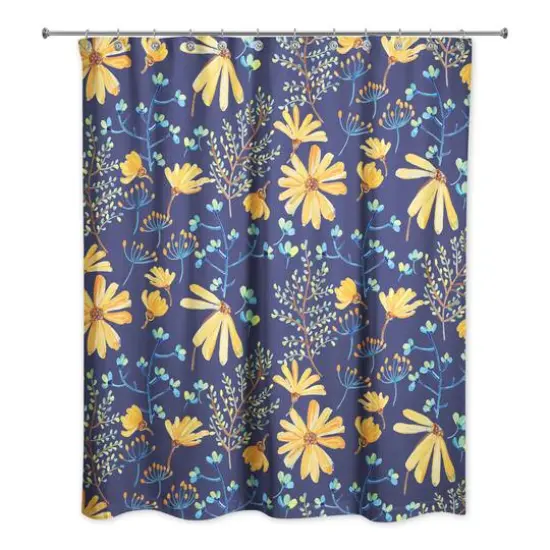 Spring Florals Shower Curtain Navy {1}