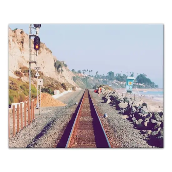 Beachside Railroads 20" x 16" Canvas Wall Art {1}