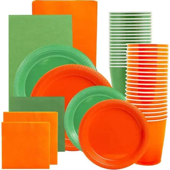 JAM Paper Party Tableware Assortment Grad Pack Orange/Green {1}