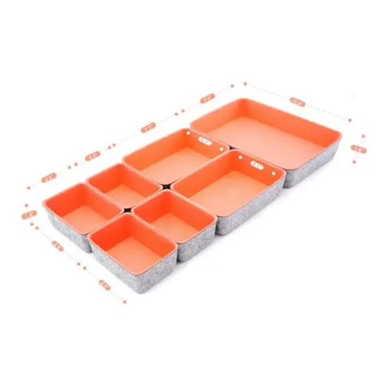 Welaxy Felt 7 Piece Drawer Organizer Tray Set Coral {7}