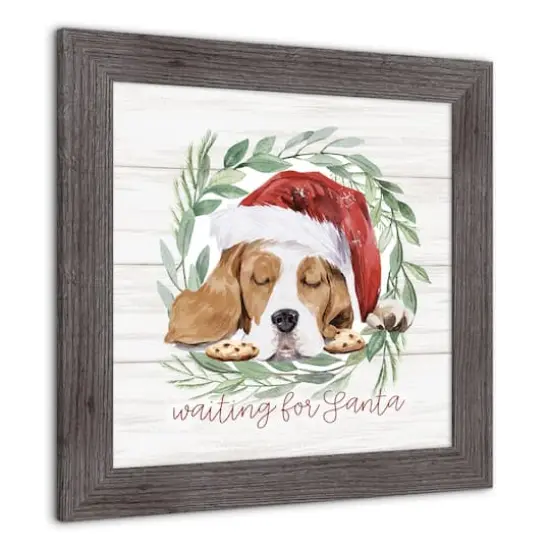 Designs Direct 16" x 16" Santa Dog Western Gray Framed Print {3}