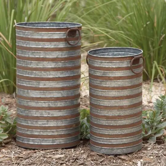 Metallic Farmhouse Planter Set 20" & 16" {10}