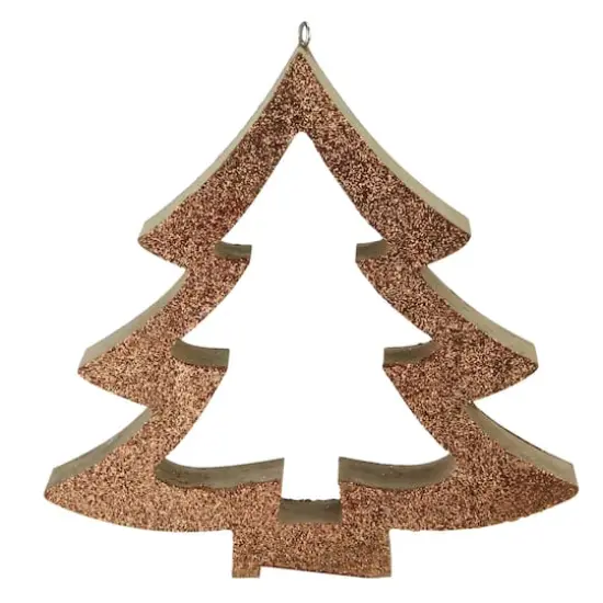 7" Brown Glittered Cutout Christmas Tree Ornament {3}