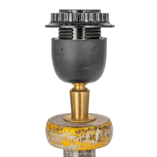 Hello Honey&reg; 20" Multicolor Reclaimed Wood Spool Table Lamp with Printed Cotton Shade, 2ct. {7}