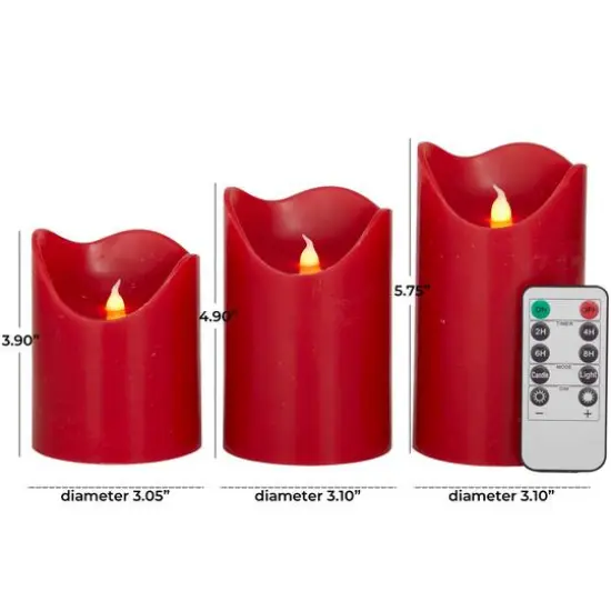 Red Traditional Flameless Candle Set {7}