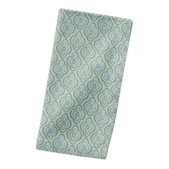 Quatre Cotton Twill Napkin Green on Blue {3}