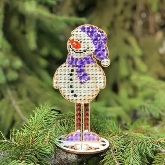 Wonderland Crafts Snowman Bead Embroidery on Wood Kit {8}