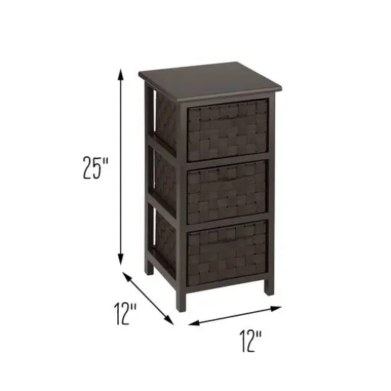 Honey Can Do 25" Small Espresso Storage Cabinet with Wood Frame & Woven Fabric Drawers {5}